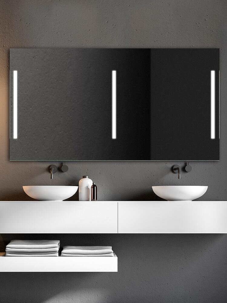 Zrcadlo 150 x 80 cm osvětlení tři podsvícené pruhy LUMINA DUO WHITE